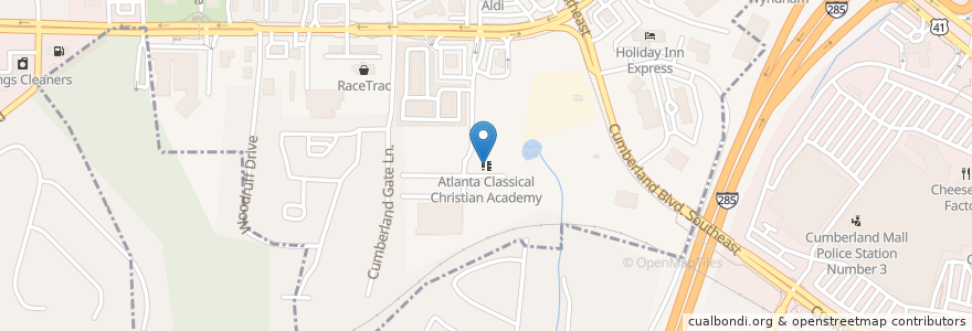 Mapa de ubicacion de Atlanta Classical Christian Academy en الولايات المتّحدة الأمريكيّة, جورجيا, Cobb County.