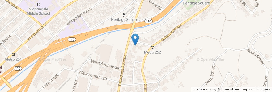 Mapa de ubicacion de Hillside Elementary School en United States, California, Los Angeles County, Los Angeles.