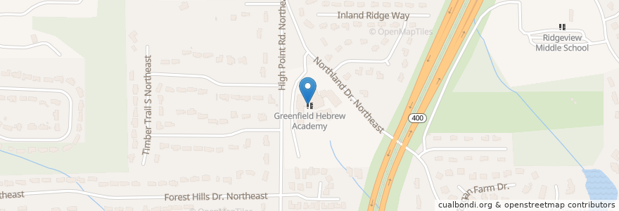 Mapa de ubicacion de Atlanta Jewish Academy en アメリカ合衆国, ジョージア州, Fulton County, Sandy Springs.