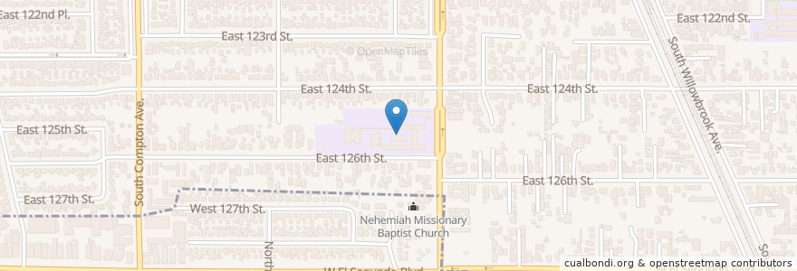 Mapa de ubicacion de Wilson C Riles Elementary School en Verenigde Staten, Californië, Los Angeles County.
