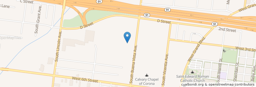 Mapa de ubicacion de Buena Vista High School en Amerika Syarikat, California, Riverside County, Corona.