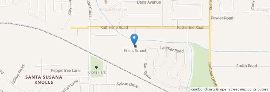 Mapa de ubicacion de Knolls School en United States, California, Ventura County, Simi Valley.