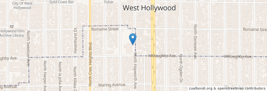 Mapa de ubicacion de Laurel School en アメリカ合衆国, カリフォルニア州, Los Angeles County, ロサンゼルス, West Hollywood.