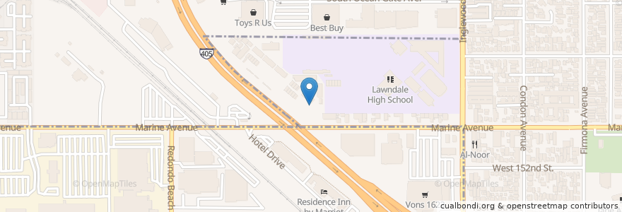 Mapa de ubicacion de R.K. Lloyde High School en 美利坚合众国/美利堅合眾國, 加利福尼亚州/加利福尼亞州, 洛杉矶县, Hawthorne, Lawndale.