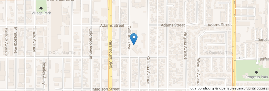 Mapa de ubicacion de Lincoln Elementary School en Amerika Syarikat, California, Los Angeles County, Paramount.