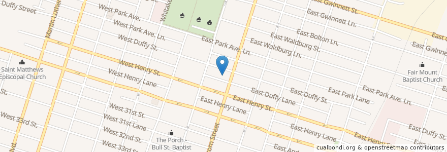 Mapa de ubicacion de Asbury United Methodist Church en 미국, 조지아, Chatham County, Savannah.