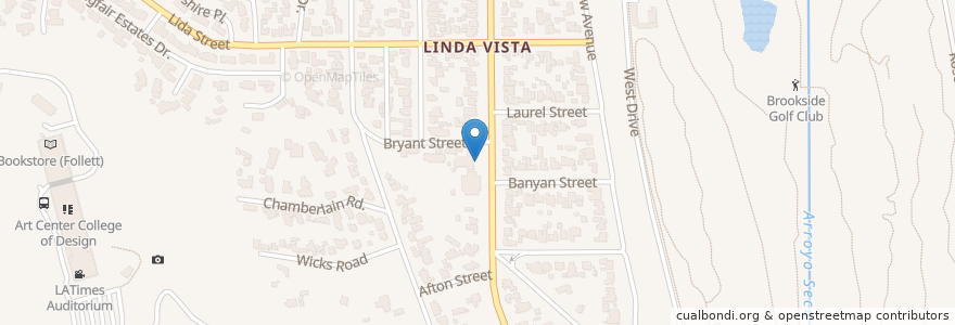 Mapa de ubicacion de Linda Vista Elementary School en Estados Unidos De América, California, Los Angeles County, Pasadena.