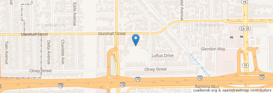 Mapa de ubicacion de Mildred B Janson Elementary School en Estados Unidos De América, California, Los Angeles County.