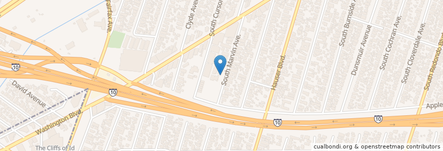 Mapa de ubicacion de Marvin Elementary School en États-Unis D'Amérique, Californie, Los Angeles County, Los Angeles.