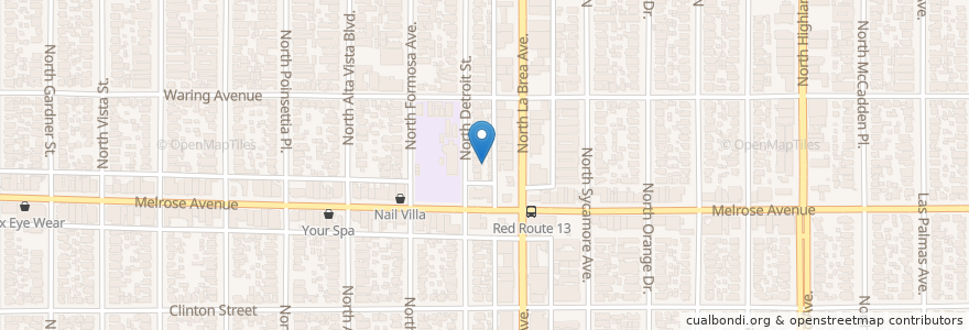 Mapa de ubicacion de Melrose Elementary School en 美利坚合众国/美利堅合眾國, 加利福尼亚州/加利福尼亞州, 洛杉矶县, 洛杉矶.