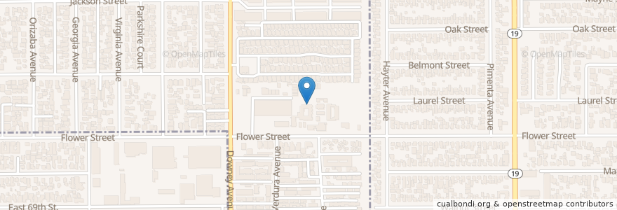 Mapa de ubicacion de Major Lynn Mokler Elementary School en United States, California, Los Angeles County, Paramount.