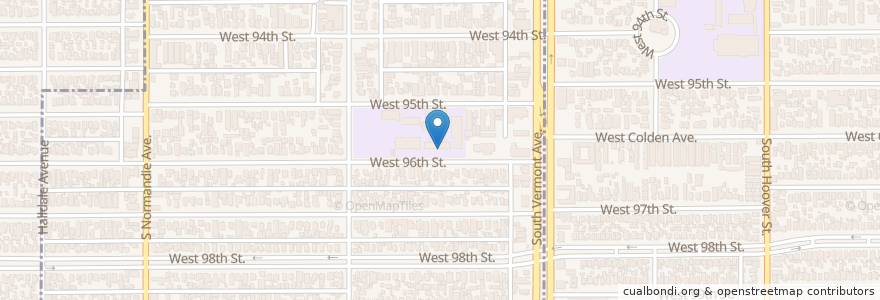Mapa de ubicacion de Ninety-Fifth Street Elementary School en الولايات المتّحدة الأمريكيّة, كاليفورنيا, مقاطعة لوس أنجلس.