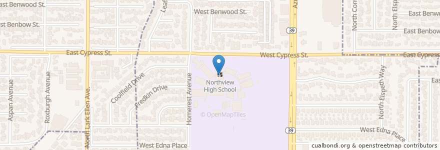 Mapa de ubicacion de Northview High School en Vereinigte Staaten Von Amerika, Kalifornien, Los Angeles County, Covina.