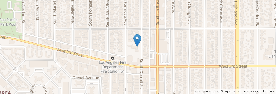 Mapa de ubicacion de Our Lady of the Angels School en Estados Unidos De América, California, Los Angeles County, Los Ángeles.
