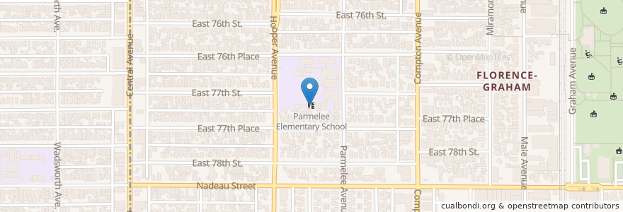 Mapa de ubicacion de Parmelee Elementary School en 美利坚合众国/美利堅合眾國, 加利福尼亚州/加利福尼亞州, 洛杉矶县.