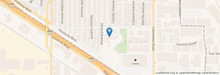 Mapa de ubicacion de Ramona School en Amerika Birleşik Devletleri, Kaliforniya, Los Angeles County, Norwalk.
