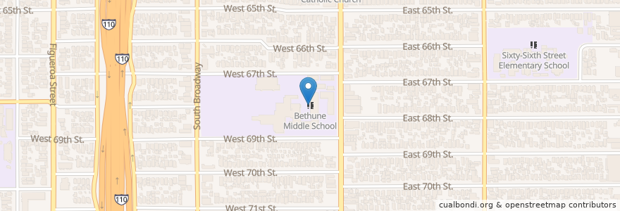 Mapa de ubicacion de Bethune Middle School en Stati Uniti D'America, California, Los Angeles County, Los Angeles.