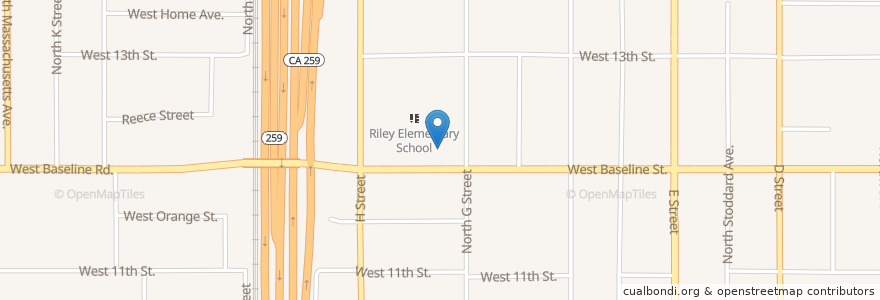 Mapa de ubicacion de Riley School en アメリカ合衆国, カリフォルニア州, San Bernardino County, サンバーナーディーノ.
