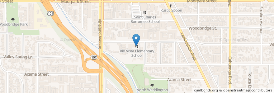Mapa de ubicacion de Rio Vista Elementary School en アメリカ合衆国, カリフォルニア州, Los Angeles County, ロサンゼルス.