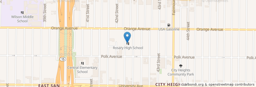 Mapa de ubicacion de Rosary High School en Estados Unidos Da América, Califórnia, San Diego County, San Diego.