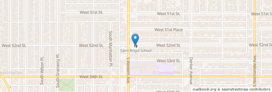 Mapa de ubicacion de Saint Brigid School en United States, California, Los Angeles County, Los Angeles.