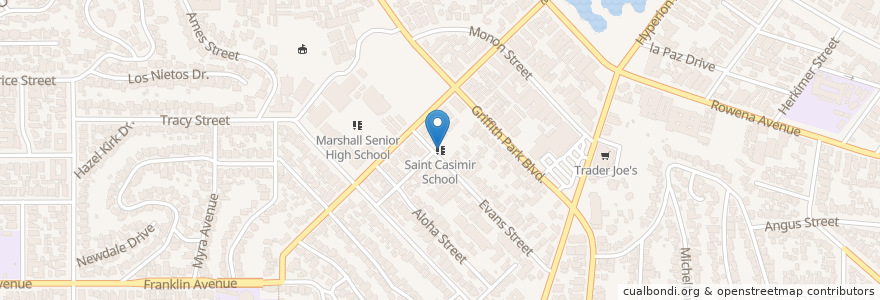 Mapa de ubicacion de Saint Casimir School en Amerika Syarikat, California, Los Angeles County, Los Angeles.