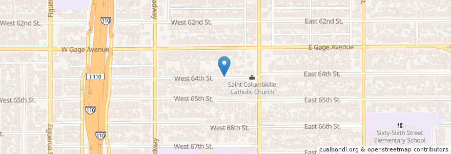 Mapa de ubicacion de Saint Columbkilles School en Verenigde Staten, Californië, Los Angeles County, Los Angeles.