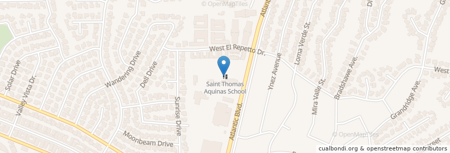 Mapa de ubicacion de Saint Thomas Aquinas School en United States, California, Los Angeles County, Monterey Park.