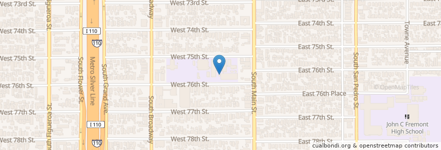 Mapa de ubicacion de Seventy-Fifth Street Elementary School en Amerika Birleşik Devletleri, Kaliforniya, Los Angeles County, Los Angeles.