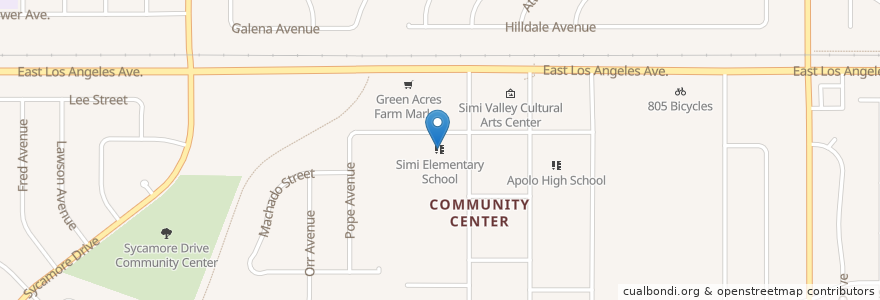Mapa de ubicacion de Simi Elementary School en Соединённые Штаты Америки, Калифорния, Ventura County, Simi Valley.