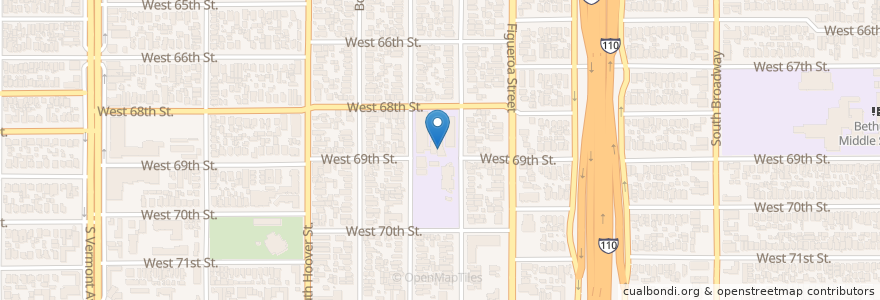 Mapa de ubicacion de Sixty-Eighth Street Elementary School en Estados Unidos Da América, Califórnia, Los Angeles County, Los Angeles.