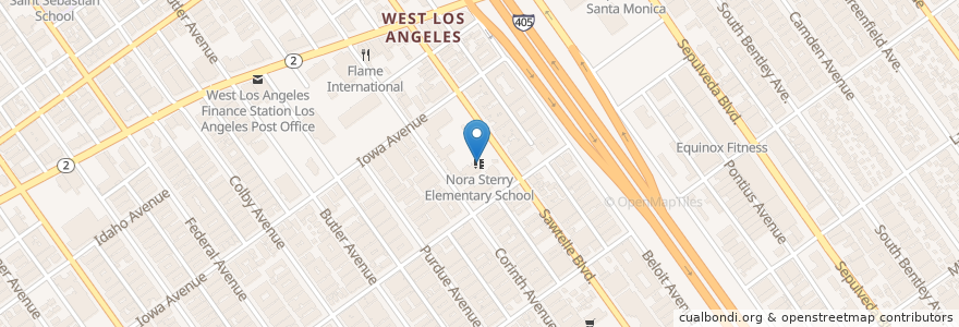 Mapa de ubicacion de Nora Sterry Elementary School en United States, California, Los Angeles County, Los Angeles.