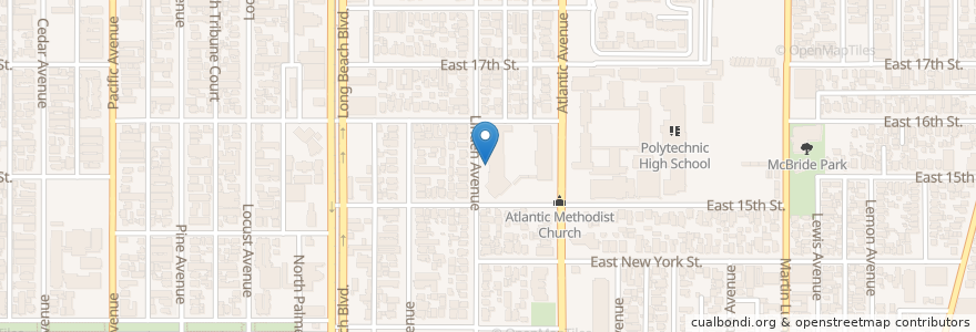 Mapa de ubicacion de Roosevelt Elementary School en Stati Uniti D'America, California, Los Angeles County, Long Beach.