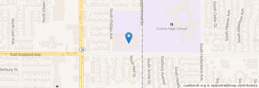 Mapa de ubicacion de Traweek Intermediate School en アメリカ合衆国, カリフォルニア州, Los Angeles County, West Covina, West Covina.