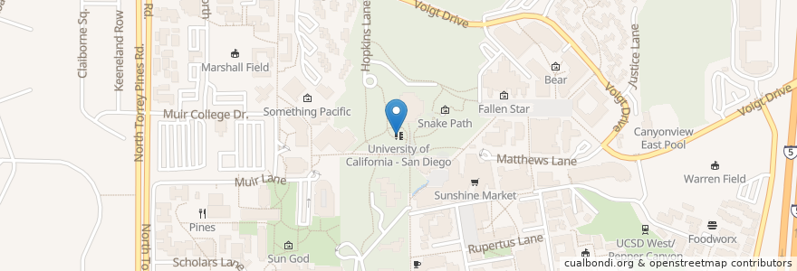 Mapa de ubicacion de University of California - San Diego en États-Unis D'Amérique, Californie, San Diego County, San Diego.
