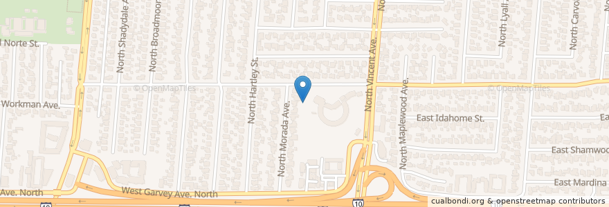 Mapa de ubicacion de Vincent School en 美利坚合众国/美利堅合眾國, 加利福尼亚州/加利福尼亞州, 洛杉矶县, West Covina, West Covina.