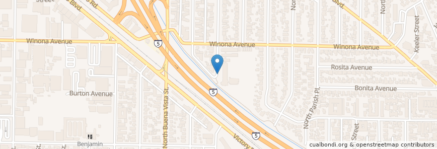 Mapa de ubicacion de Washington Elementary School en アメリカ合衆国, カリフォルニア州, Los Angeles County, Burbank.