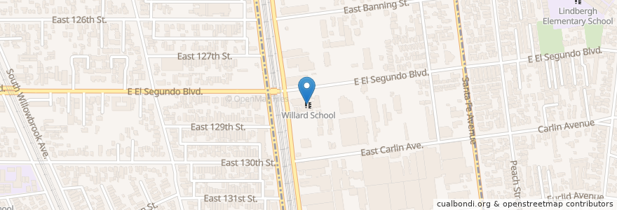 Mapa de ubicacion de Willard School en Amerika Birleşik Devletleri, Kaliforniya, Los Angeles County, Compton.