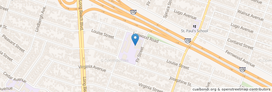 Mapa de ubicacion de Wilson Elementary School en United States, California, Los Angeles County, Lynwood.