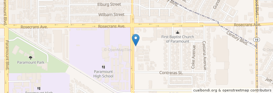 Mapa de ubicacion de Wirtz Elementary School en 美利坚合众国/美利堅合眾國, 加利福尼亚州/加利福尼亞州, 洛杉矶县, Paramount.