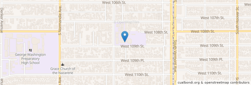 Mapa de ubicacion de Woodcrest Elementary School en Estados Unidos Da América, Califórnia, Los Angeles County.