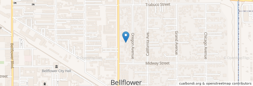 Mapa de ubicacion de Woodruff Avenue School en 미국, 캘리포니아주, Los Angeles County, Bellflower.