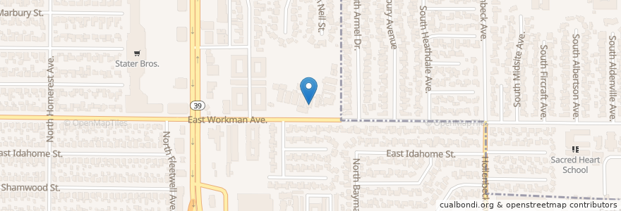 Mapa de ubicacion de Workman Avenue Elementary School en الولايات المتّحدة الأمريكيّة, كاليفورنيا, مقاطعة لوس أنجلس, West Covina, West Covina.
