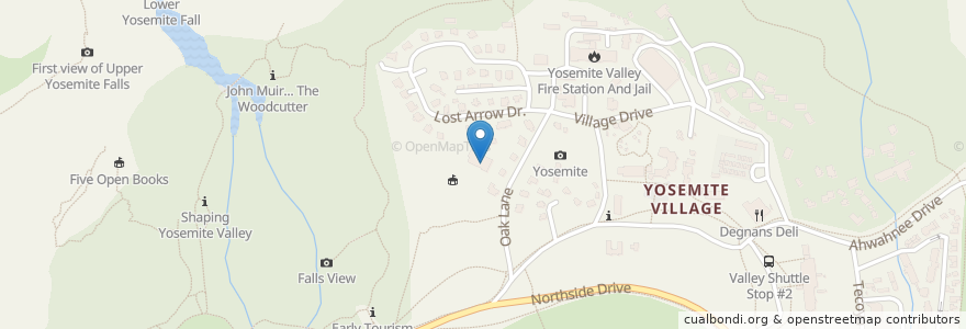 Mapa de ubicacion de Yosemite School en États-Unis D'Amérique, Californie, Mariposa County.