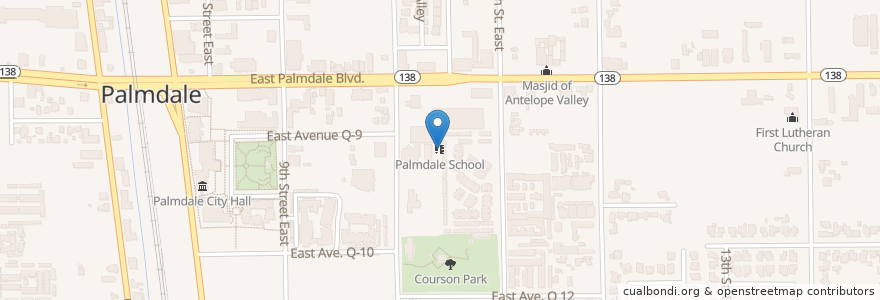 Mapa de ubicacion de Palmdale School en Estados Unidos Da América, Califórnia, Los Angeles County, Palmdale.