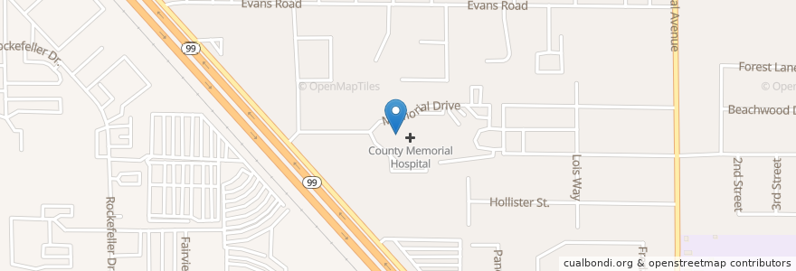 Mapa de ubicacion de Stanislaus County Psychiatric Health Facility en Estados Unidos Da América, Califórnia, Stanislaus County, Ceres.