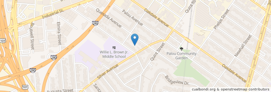 Mapa de ubicacion de Flower Hill Baptist Church en الولايات المتّحدة الأمريكيّة, كاليفورنيا, سان فرانسيسكو, سان فرانسيسكو.
