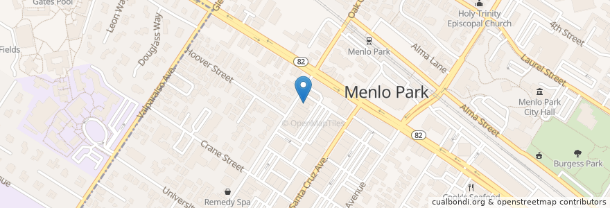 Mapa de ubicacion de Oak Grove Station Menlo Park Post Office en Соединённые Штаты Америки, Калифорния, San Mateo County, Menlo Park.