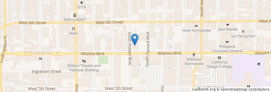 Mapa de ubicacion de Wilshire Boulevard Temple en 美利坚合众国/美利堅合眾國, 加利福尼亚州/加利福尼亞州, 洛杉矶县, 洛杉矶.