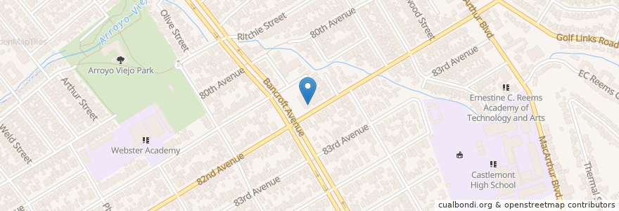 Mapa de ubicacion de Saint Benedicts Roman Catholic Church en États-Unis D'Amérique, Californie, Comté D'Alameda, Oakland.